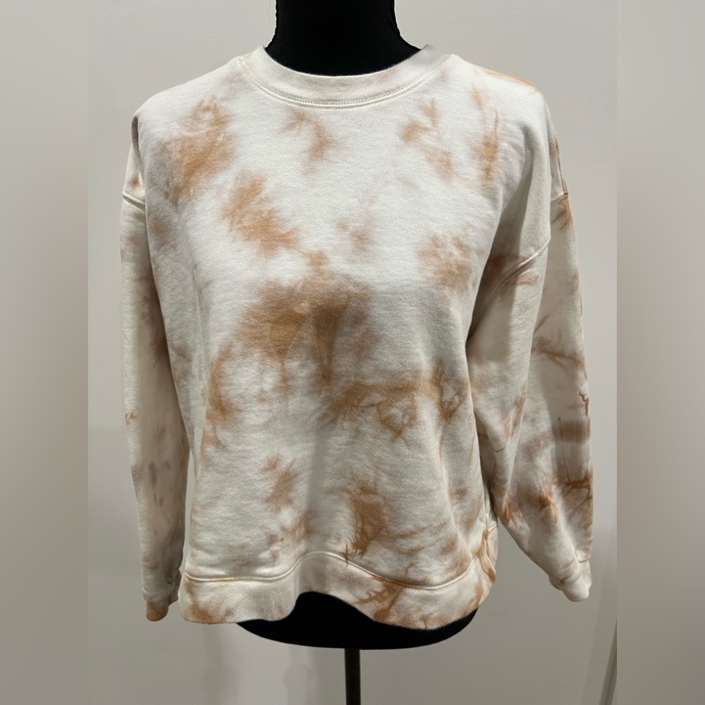 Madewell Tie-Dye Sweatshirt in Cream and Brown Medium